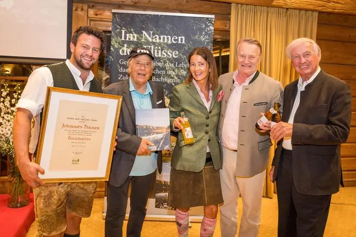 Peter Schröcksnadel mit Mitstreitern Johannes Hauser, Alessandra und Heinrich-Dieter Kiener und Balthasar Hauser (v. l.) 