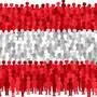Vector Austria state flag formed by crowd of cartoon people