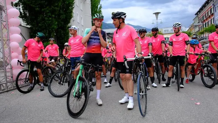 Felix Gall und TVB-Obmann Franz Theurl kurz vor dem Start