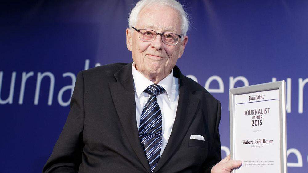 Hubert Feichtlbauer bei einer Ehrung für sein journalistisches Lebenswerk 2016.