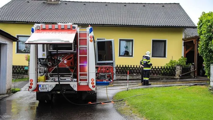 Fotos vom Einsatz nach Brand in Einfamilienhaus in Flatschach.