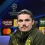 Dortmund's Austrian midfielder #20 Marcel Sabitzer attends a press conference on the eve of their UEFA Champions League league phase day 4 match Borussia Dortmund v Sturm Graz at the Signal Iduna Park in Dortmund, western Germany on November 4, 2024. (Photo by Ina FASSBENDER / AFP)