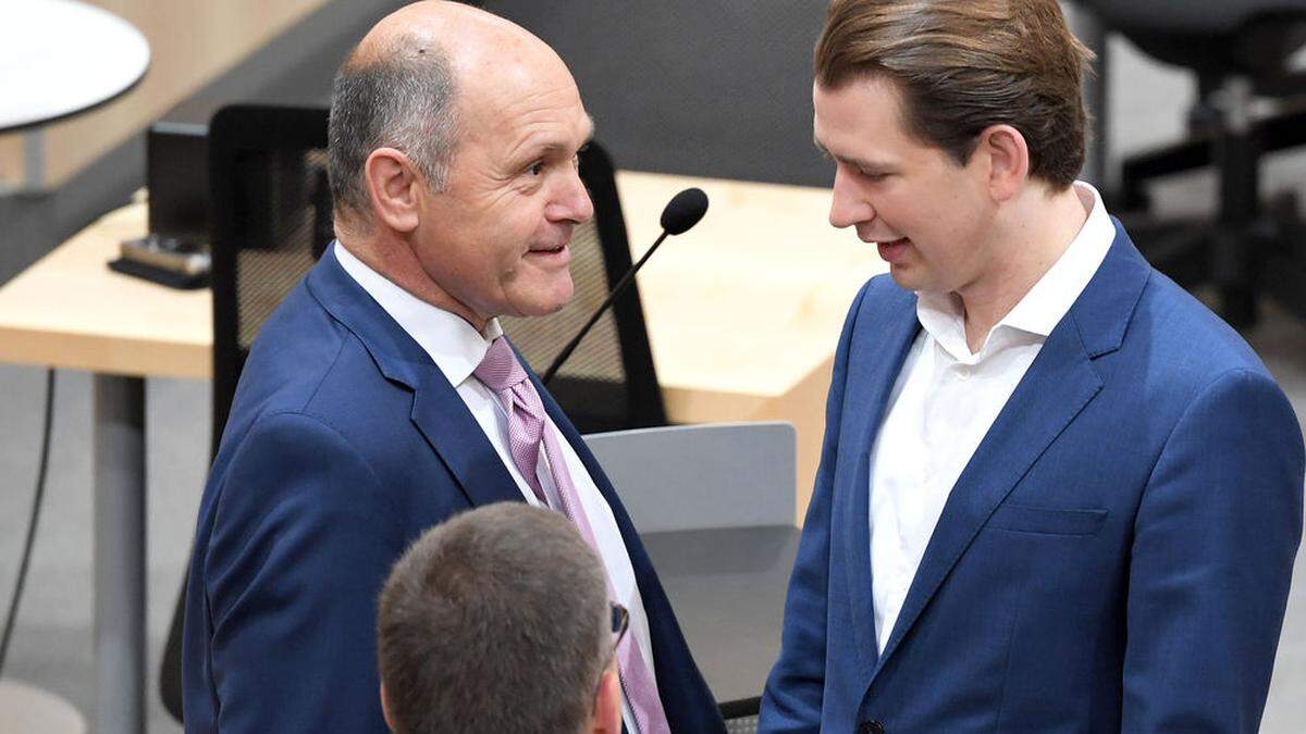 ÖVP-Chef Sebastian Kurz, Nationalratspräsident Wolfgang Sobotka und ÖVP-Klubobmann August Wöginger im Juni 2020.