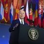 President Joe Biden delivers remarks on the 75th anniversary of NATO at the Andrew W. Mellon Auditorium, Tuesday, July 9, 2024, in Washington. (AP Photo/Evan Vucci)
