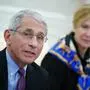 Dr. Anthony Fauci (L), director of the National Institute of Allergy and Infectious Diseases speaks as US President Donald Trump meets with Louisiana Governor John Bel Edwards(D-LA) in the Oval Office of the White House in Washington, DC on April 29, 2020. (Photo by MANDEL NGAN / AFP)