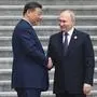 China Russia 8684011 16.05.2024 Russian President Vladimir Putin shake hands with Chinese President Xi Jinping during a welcome ceremony outside the Great Hall of the People in Beijing, China. Sergey Bobylev / Sputnik Beijing China PUBLICATIONxINxGERxSUIxAUTxESTxLTUxLATxNORxSWExDENxNEDxPOLxUKxONLY Copyright: xSergeyxBobylevx