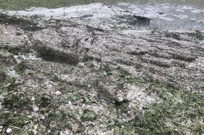 ... der Hagel blieb sogar über Nacht liegen.
