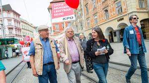 Kaltenegger, Parteder und Kahr (hier beim 1.-Mai-Aufmarsch 2018 in Graz) haben jahrelang das KP-Fundament gelegt