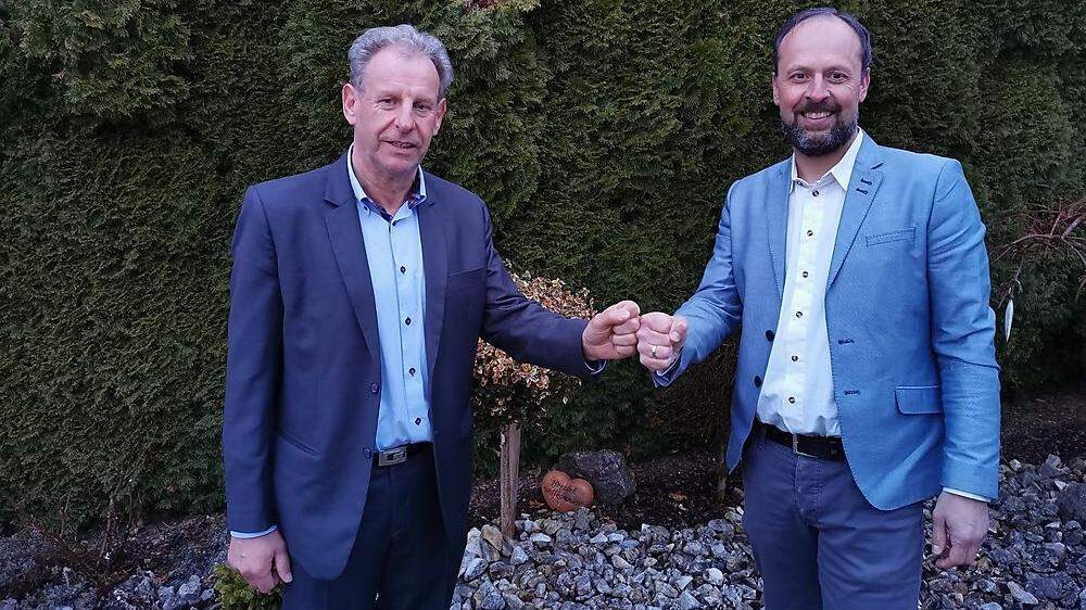 Harald Tellian, neuer Bürgermeister von Brückl mit Listenmitglied Wolfgang Schober, der Vizebürgermeister wird 