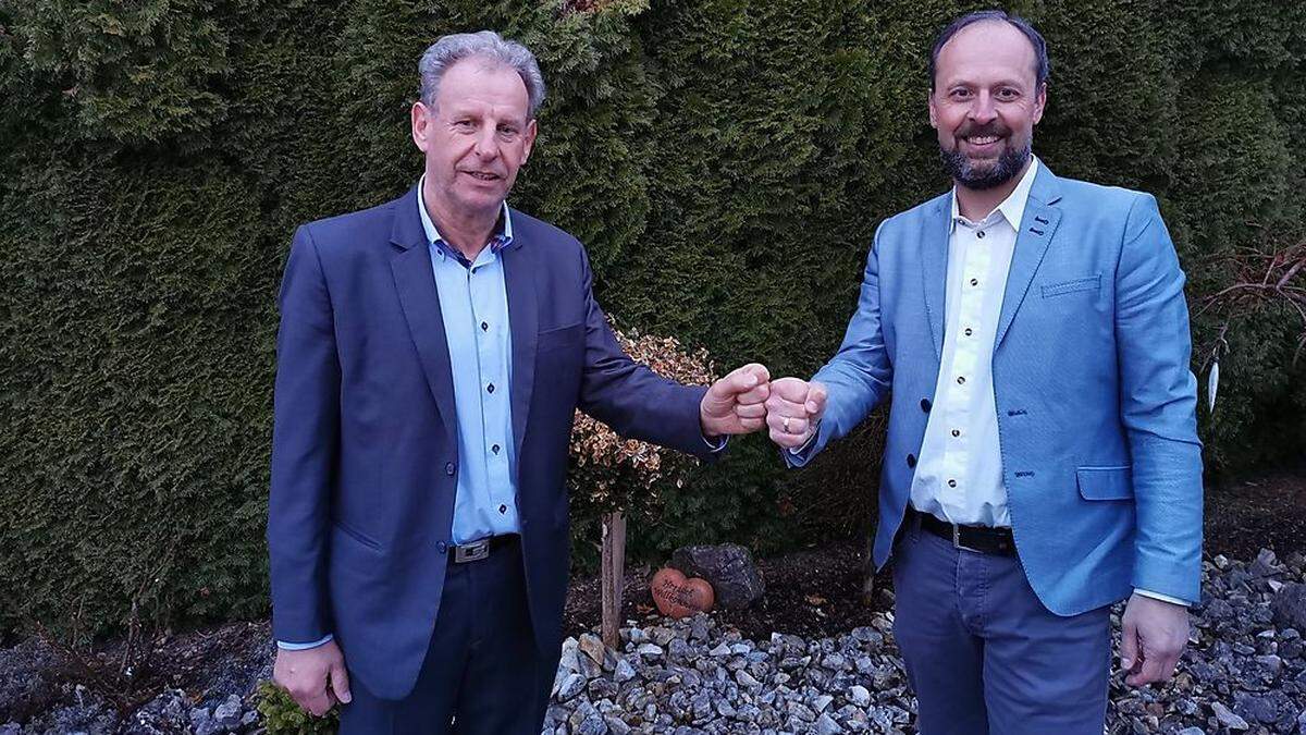 Harald Tellian, neuer Bürgermeister von Brückl mit Listenmitglied Wolfgang Schober, der Vizebürgermeister wird 