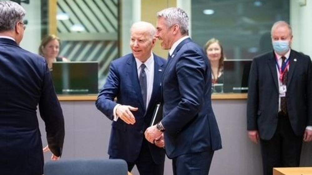 Beim EU-Gipfel trafen sich Biden und Nehammer