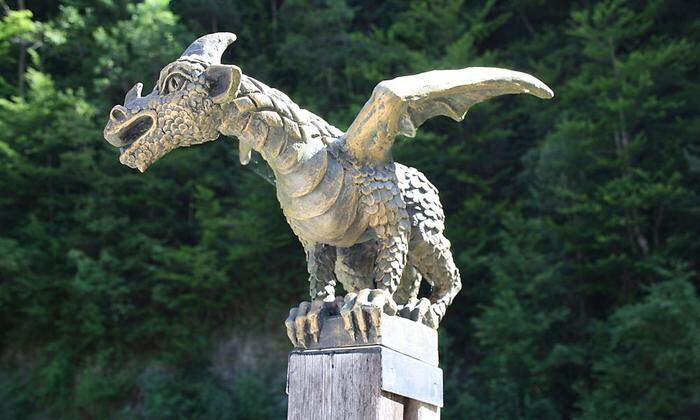 Im Ort Solčava finden sich Figuren des Drachen Lintver