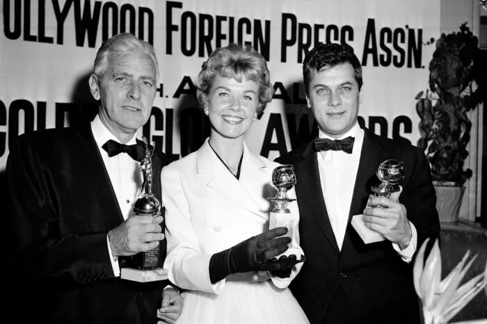 Doris Day mit Tony Curtis und Buddy Adler.