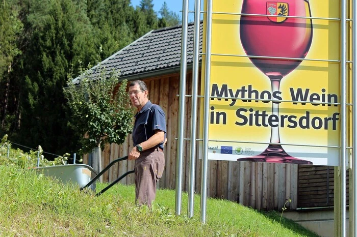 Obmannstellvertreter des Weinbauvereines Peter Smolnig bei Arbeit.