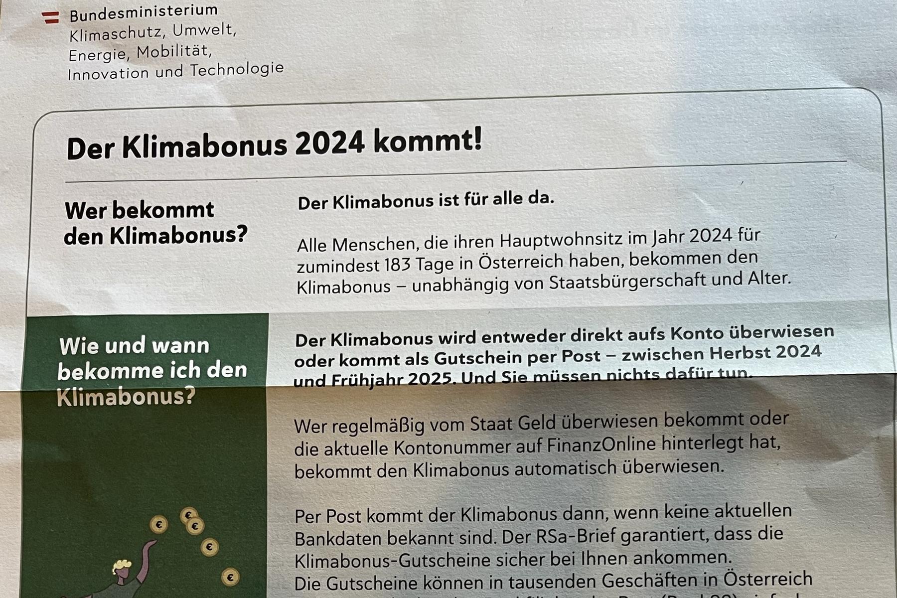 Klimabonus-Briefe werden verschickt: So bekommen Sie Ihr Geld