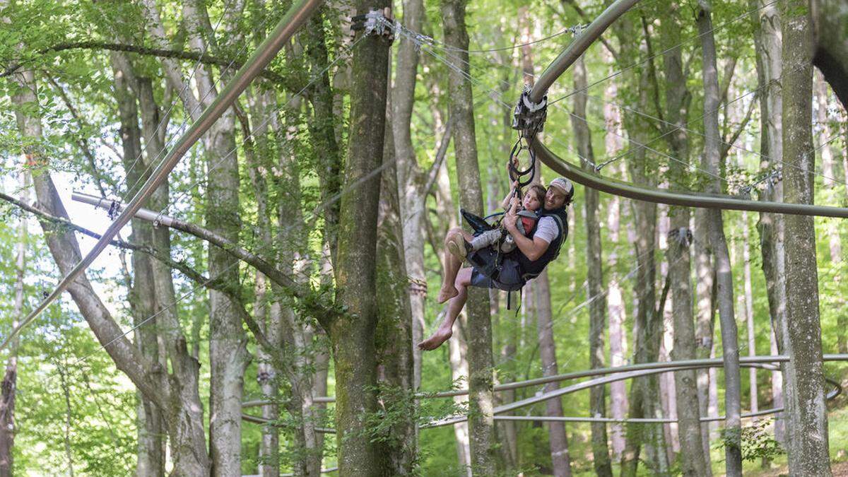 Spaß zwischen den Bäumen bietet der Kletterwald Ossiach