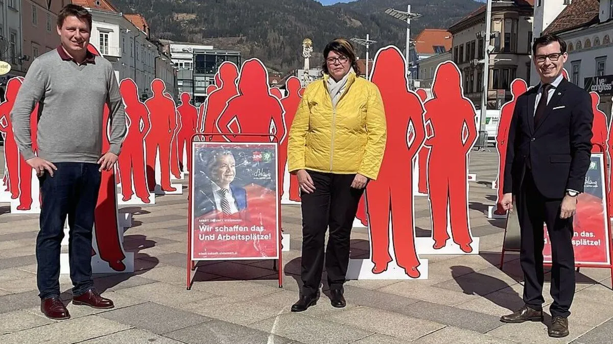 Präsentation der SPÖ-Kampagne zum Thema Arbeit: Peter Marschnig, Helga Ahrer und Stefan Hofer (v.l.).