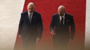 Enrico Letta und Ratspräsident Charles Michel am Donnerstag in Brüssel: Reformvorschläge lange diskutiert