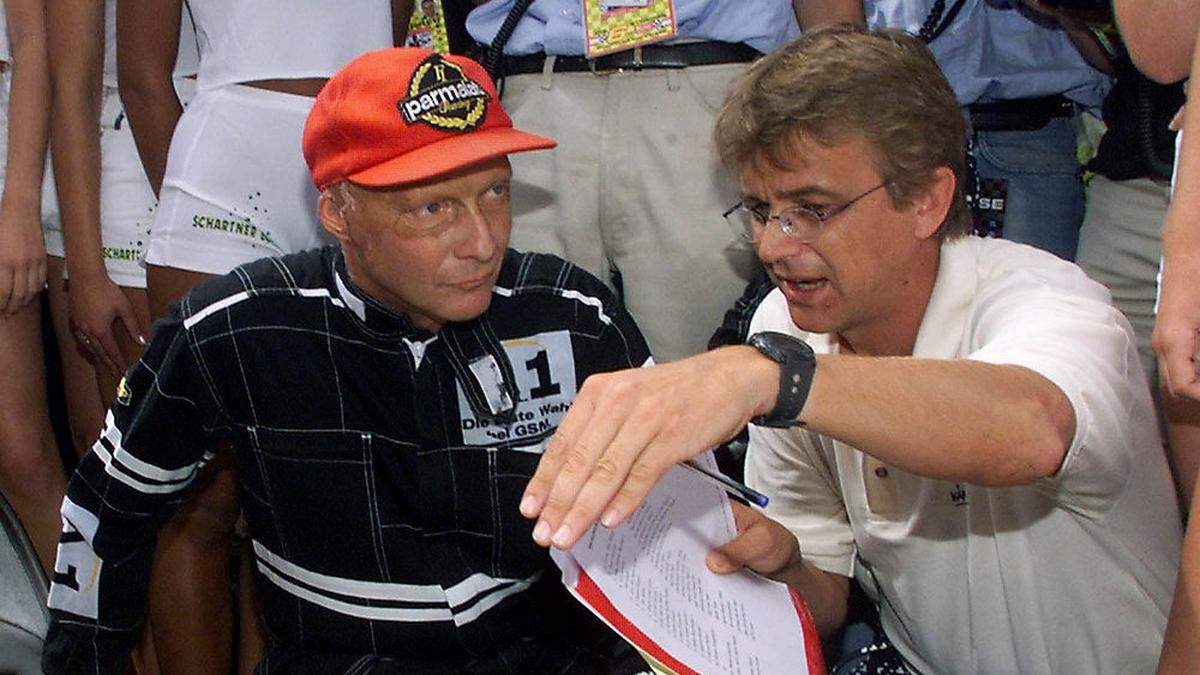 Niki Lauda und Hannes Jagerhofer im Jahr 1999