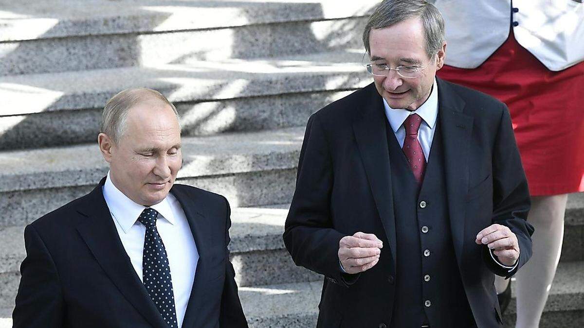 Christoph Leitl bei einem Treffen mit Wladimir Putin 2019: „Wirtschaftssanktionen sind schädlich. Sie verschärfen Konflikte, statt sie zu lösen“ 	