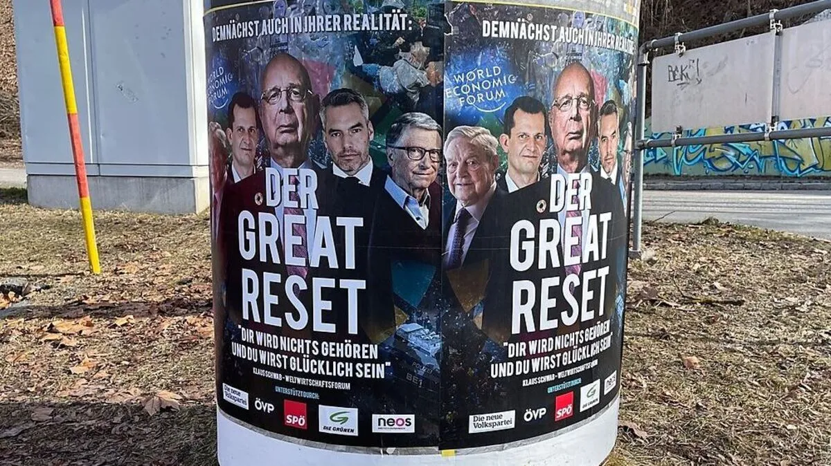 Litfaßsäule in Villach, mehrfach wurde dort das Plakat dort angebracht.