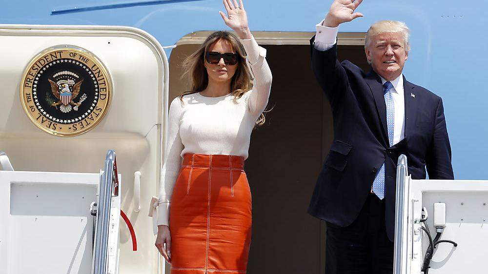 Donald Trump und First Lady Melania: Aufbruch zur ersten Auslandsreise des Präsidentenpaares