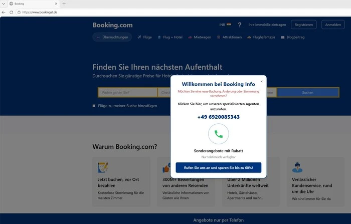 Achtung und Hände weg vor dieser Nummer! Sie hat nichts mit der Plattform Booking.com zu tun. Eine Obersteirerin wurde bei  einem Telefonat mit den „Mitarbeitern“ dort um Tausende Euro erleichtert