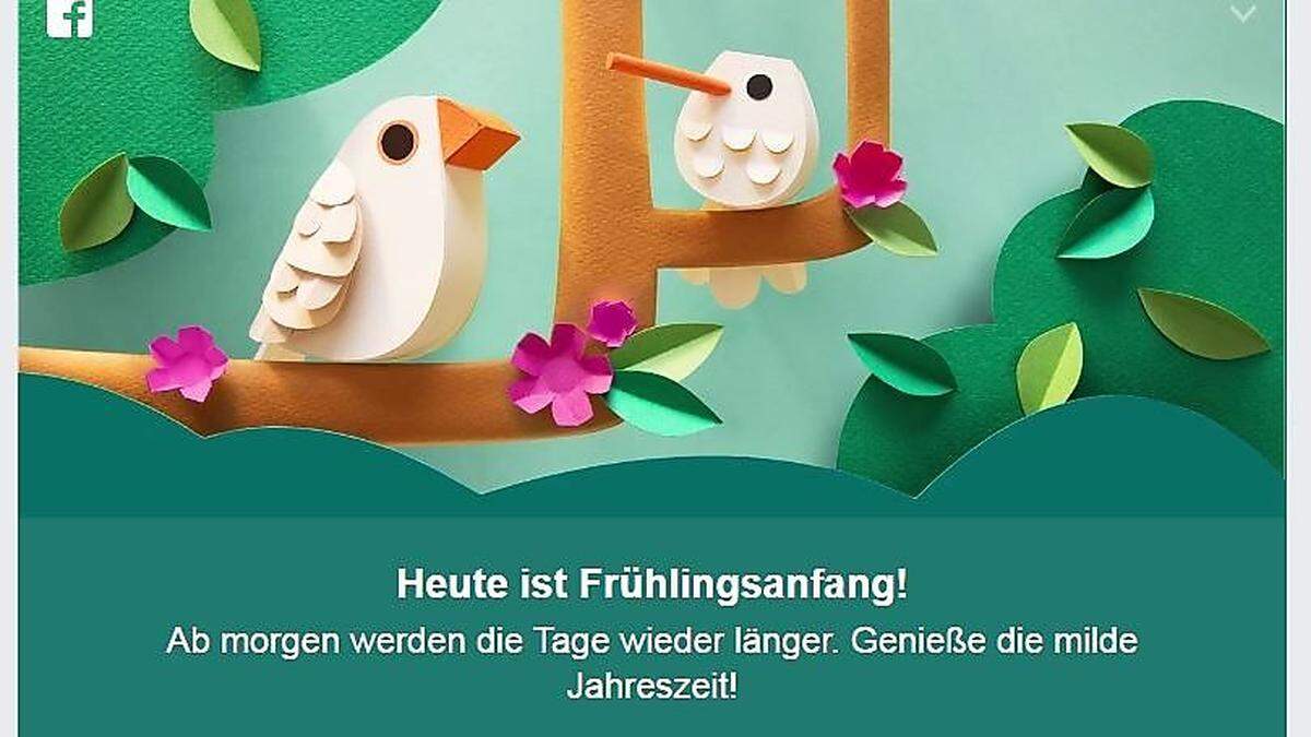 Facebook-Begrüßung zu Frühlingsbeginn