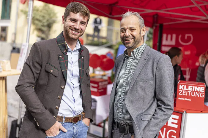 Kammerrat Marcel Wernisch und Oliver Bergauer, Geschäfts- und Werbemarktleiter der Kleinen Zeitung.