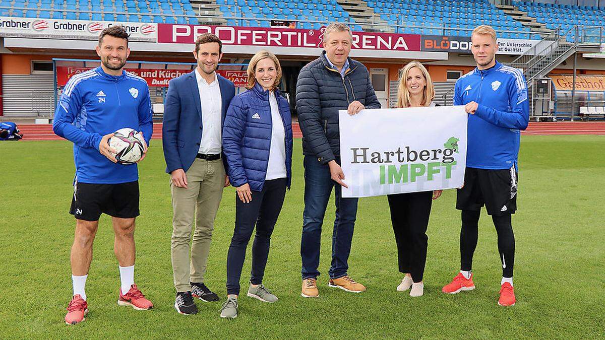 Dario Tadic, Lukas Schnitzer (Vizebürgermeister), Reingard Glehr (Teamärztin und Allgemeinmedizinerin), Erich Korherr, Susanne Förster (Stadtgemeinde Hartberg), Rene Swete