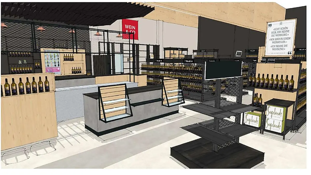 So soll es in der Filiale von Wein & Co in Villach aussehen