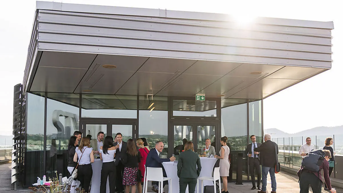 Skyroom am Dach des Styria Media Centers in Graz: das ideale Ambiente für kommunikative Höhenflüge