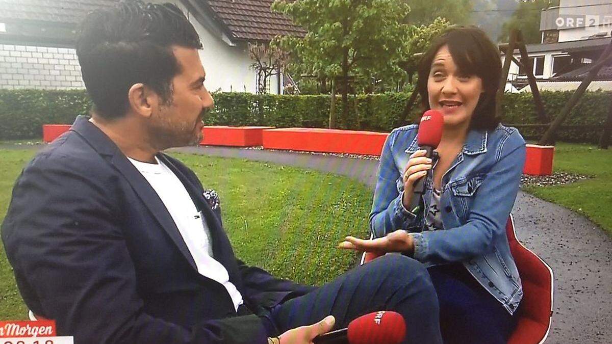 Fragwürdige Andeutungen: Mike Galeli mit Eva Pölzl in &quot;Guten Morgen Österreich&quot;