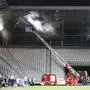 INNSBRUCK,AUSTRIA,23.APR.21 - SOCCER - 2. Liga, FC Wacker Innsbruck vs SK Austria Klagenfurt. Image shows the fire brigade. Keywords: game interruption.
Photo: GEPA pictures/ Patrick Steiner