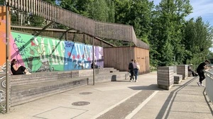 Der Stadtbalkon an der Murpromenade auf Höhe Augartenbrücke