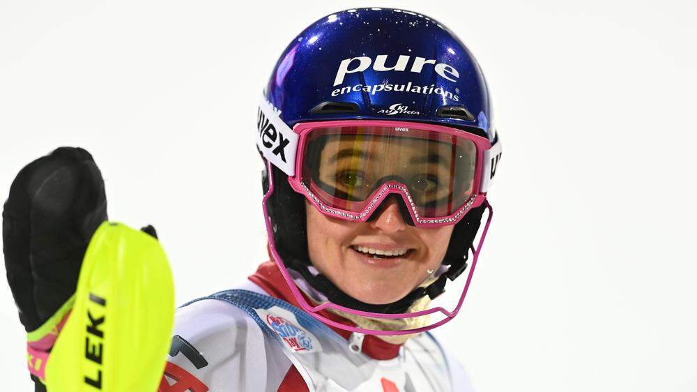 Chiara Mair nach dem zweiten Durchgang beim Slalom in Flachau im Jahr 2021 