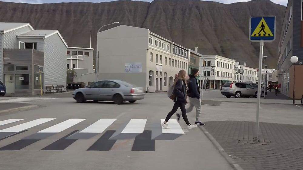 In Island sorgte ein 3D-Zebrastreifen für Aufsehen