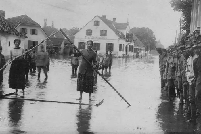 Ein Blick zurück: 1916 wurde Mureck bei einem Hochwasser überschwemmt.