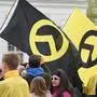 Legen Wert auf Sichtbarkeit: Die Neue Rechte in Gestalt der Identitären bei einer Demo in Wien 2019