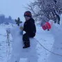 Der kleine Leonhard auf einer Schneekuh in Großfeistritz