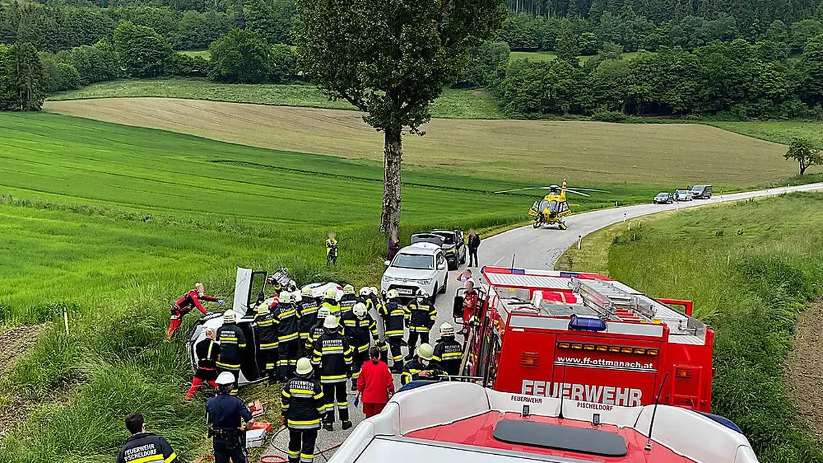 Großeinsatz am Unfallort