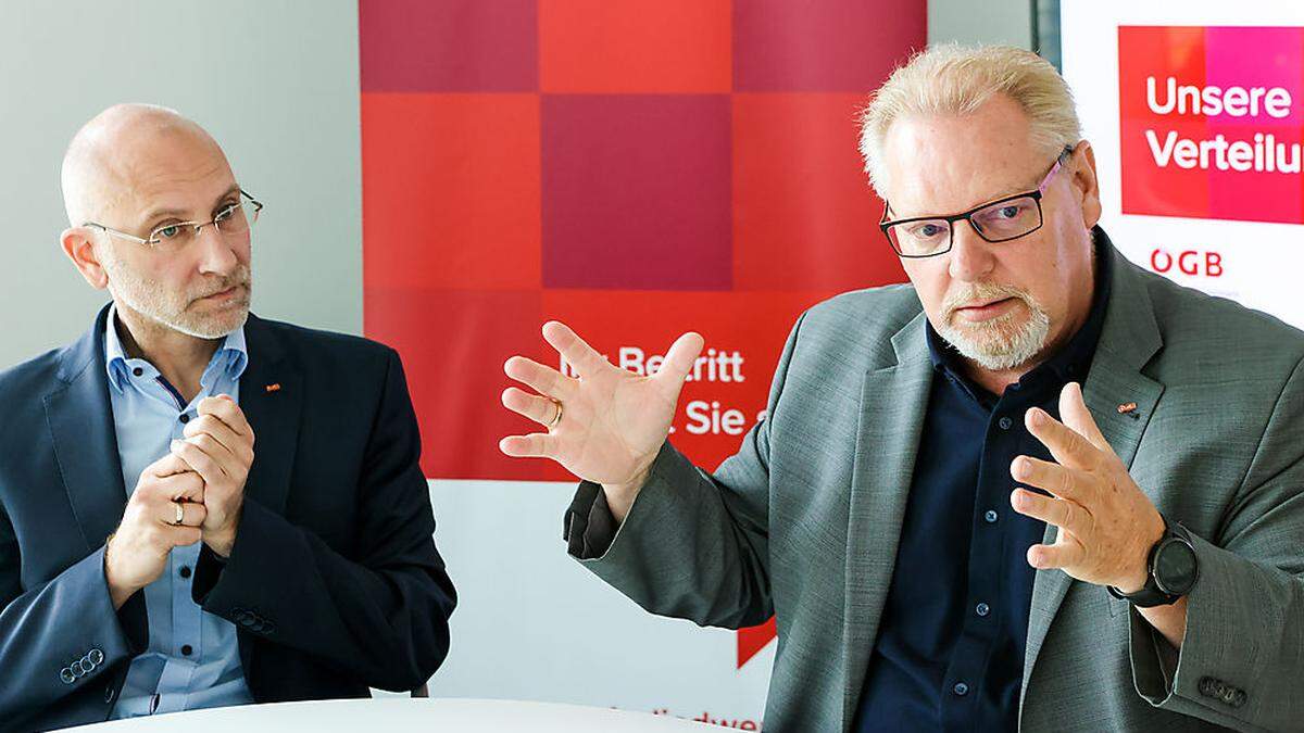 ÖGB-Landessekretär Wolfgang Waxenegger und Präsident Horst Schachner (r.)