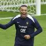France's Kylian Mbappe gestures during a training session in Paderborn, Germany, Wednesday, June 12, 2024. France will play against Austria during their Group D soccer match at the Euro 2024 soccer tournament on June 17. (AP Photo/Hassan Ammar)