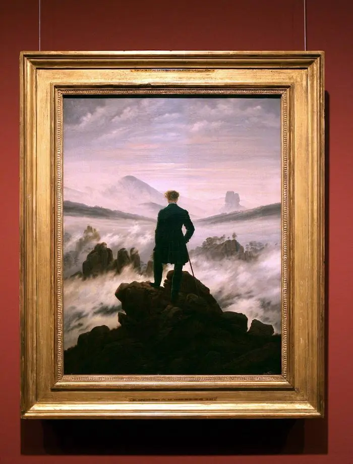 Bildnummer: 51225078  Datum: 02.05.2006  Copyright: imago/Marco Stepniak
Gemälde - Wanderer über dem Nebelmeer - von Caspar David Friedrich während der Ausstellung - Die Erfindung der Romantik - im Museum Folkwang in Essen, Objekte; 2006, Essen, Ausstellung, Ausstellungen, Kunstausstellung, Kunstausstellungen, Exponat, Exponate, Bild, Bilder, Ölbild, Ölbilder, Gemälde, Museumsausstellung, Museumsausstellungen, Kaspar , Friedrich; , hoch, Kbdig, Einzelbild, Freisteller, Malerei, Kunst, Deutschland,  ,