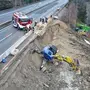 Ein Bagger wurde bei dem Hangrutsch im Dezember mitgerissen