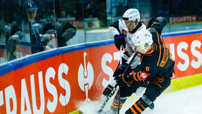 Ole Julian Bjørgvik-Holm beim Spiel der 99ers gegen den HC Fribourg-Gottéron in der Champions Hockey League