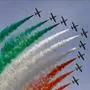 Die Frecce tricolori mit den Farben der italienischen Fahne "Tricolore"