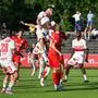 DORNBIRN,AUSTRIA,25.JUL.25 - SOCCER - UNIQA OEFB Cup, FC Dornbirn vs Grazer AK 1902. Image shows Dominik Frieser (GAK), Nicolai Boesch (Dornbirn), Zeteny Jano (GAK), Nikola Pervan (Dornbirn), Sadik Fofana (GAK) and Tamas Herbaly (Dornbirn).
Photo: GEPA pictures/ Oliver Lerch