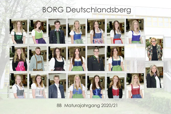 8B-Klasse mit Klassenvorstand Maria Schönegger des BORG Deutschlandsberg: Ausgezeichneter Erfolg: Gabriel Hesse, Heidi Neubauer, Eva Rieger, Christian Zellnig. Guter Erfolg: Hannah Baader, Pia Kleindienst, Christian Kobale, Kerstin Maitz, Annalena Mauthner, Marion Mauthner, Laura Sackl, Lena Sinnitsch, Sophie Sommer, Jana Steinbauer. Bestanden: David Engelbogen, Leonie Führer, Verena Hiden, Valentina Masser, Maria Patsch, Jelena Zmugg.  