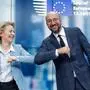 Ursula von der Leyen und Charles Michel Dienstagfrüh in Brüssel